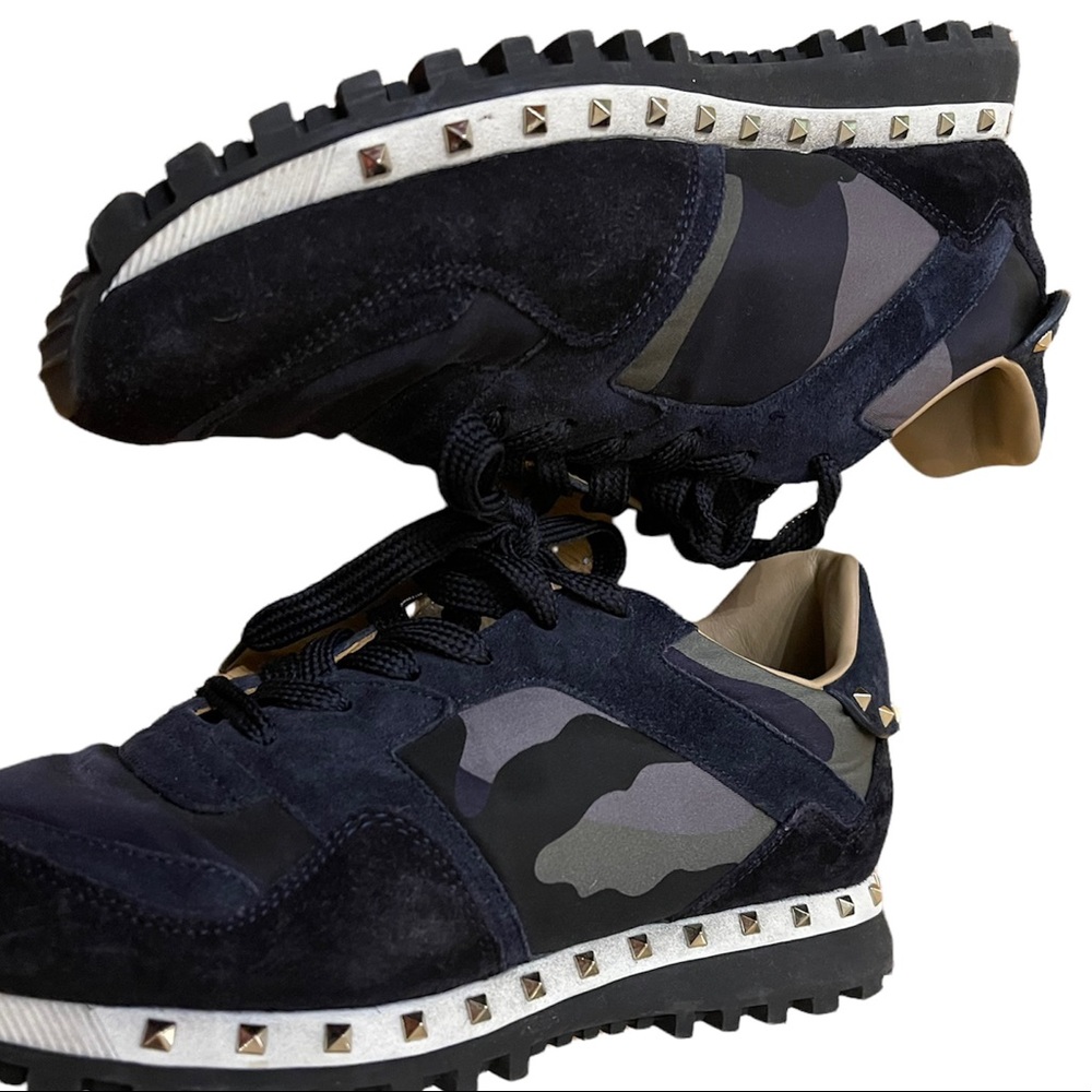 Preowned Valentino Garavani Camouflage Studded Sneaker Black Size 37 !!!
